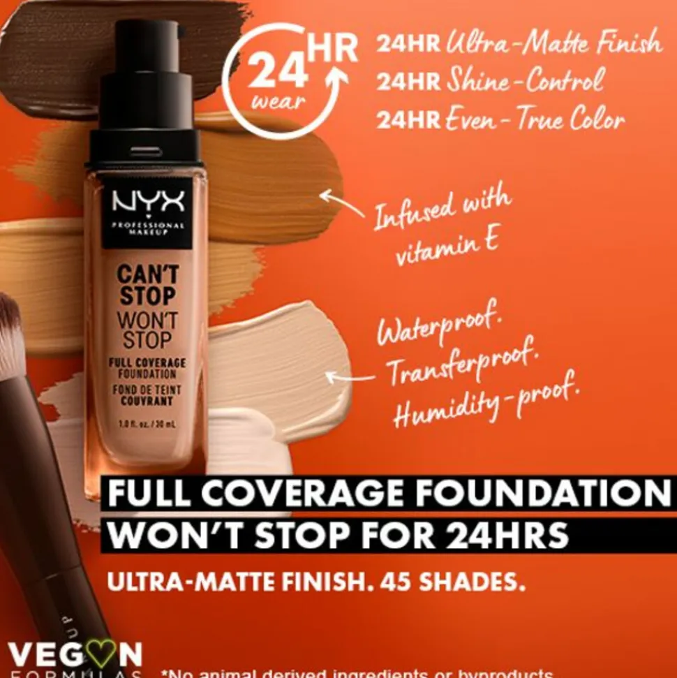 NYX Can't Stop Won't Stop Foundation Warm Vanilla 30 ml