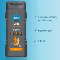 Odorex Douchegel For Men 3-in-1 Sport Refresh 300 ml