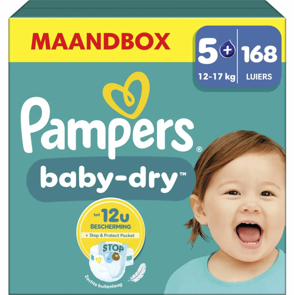 Pampers Baby Dry Luiers Maat 5+ (12-17 kg) 168 stuks