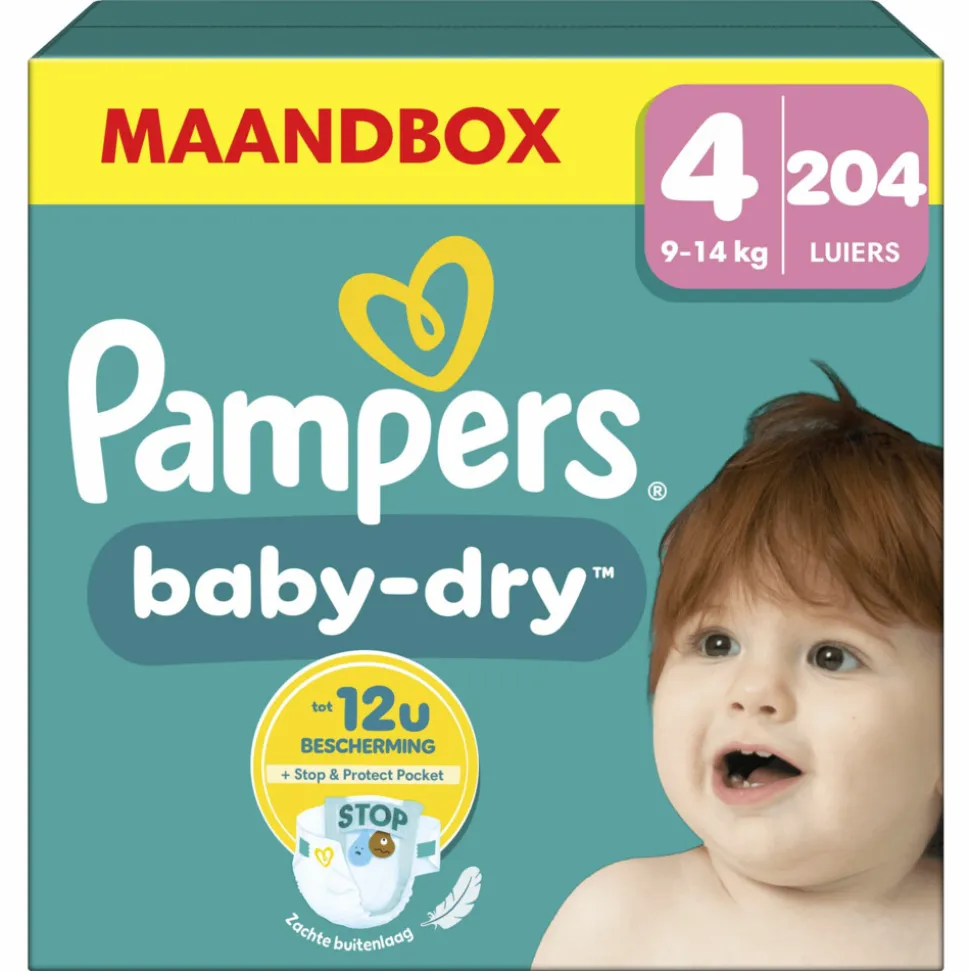 Pampers Baby Dry Luiers Maat 4 (9-14 kg) 204 stuks