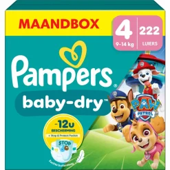 Pampers Baby Dry Luiers Paw Patrol Maat 4 (9-14 kg) 222 stuks