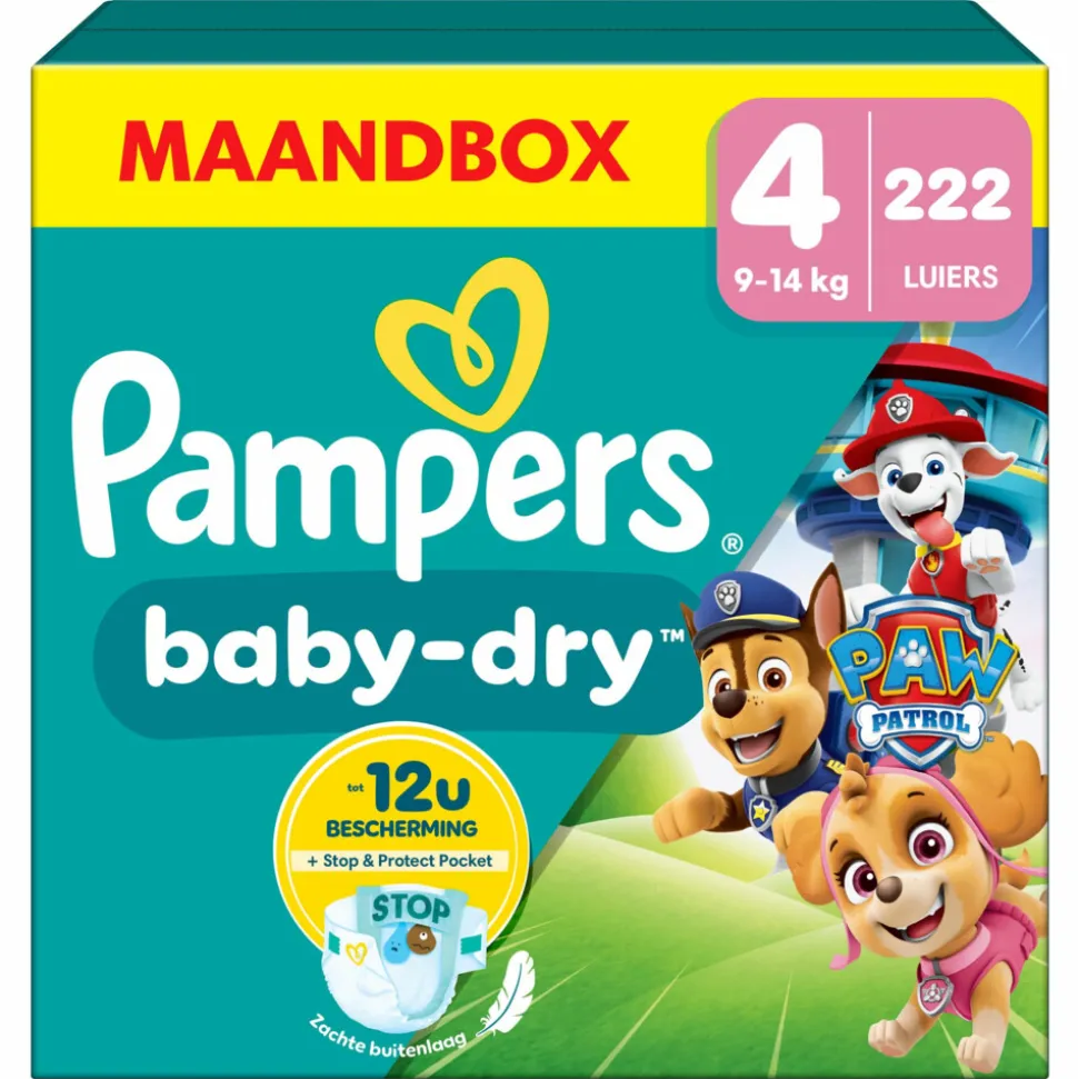 Pampers Baby Dry Luiers Paw Patrol Maat 4 (9-14 kg) 222 stuks