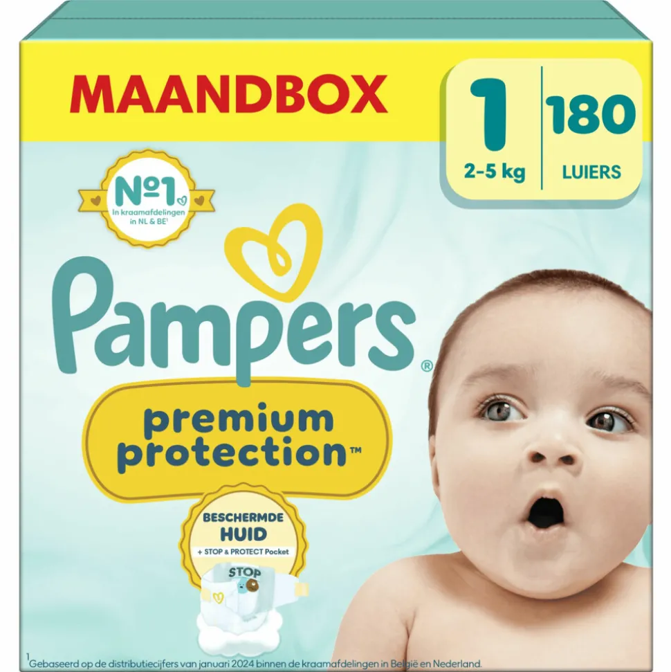 Pampers Premium Protection Luiers Maat 1 (2-5kg) 180 stuks