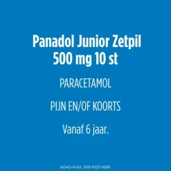 Panadol Junior Zetpillen 500 mg 6 jaar - 12 jaar 10 stuks
