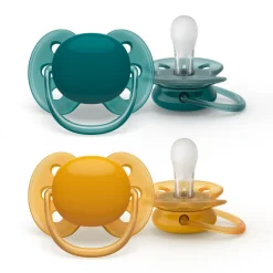 Philips Avent Fopspeen Ultra Soft 6-18 mnd Blauw Geel 2 stuks