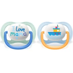 Philips Avent Fopspeen Ultra Air 0-6 mnd I Love Mama Blauw 2 stuks