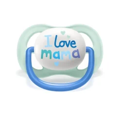 Philips Avent Fopspeen Ultra Air 0-6 mnd I Love Mama Blauw 2 stuks
