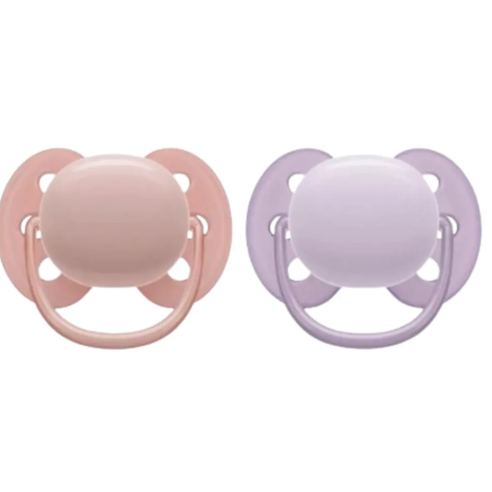 Philips Avent Fopspeen Ultra Soft 0-6 mnd Paars Roze 2 stuks