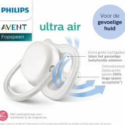 Philips Avent Fopspeen Ultra Air 18+ mnd Walvis 2 stuks