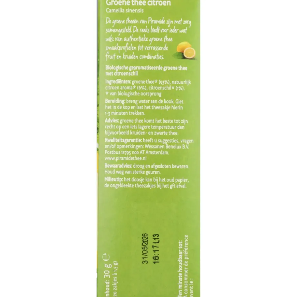 Piramide Groene Thee Bio Citroen 20 stuks