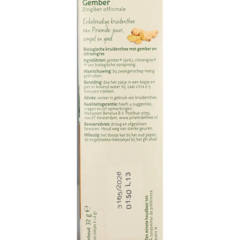 Piramide Kruidenthee Bio Gember 20 stuks