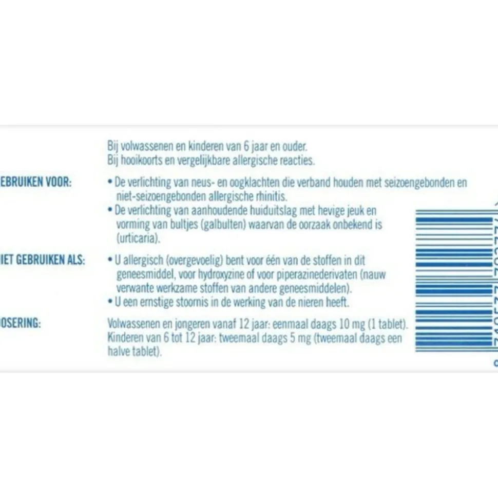 Prevalin Allerstop 10 mg Cetirizine 7 tabletten