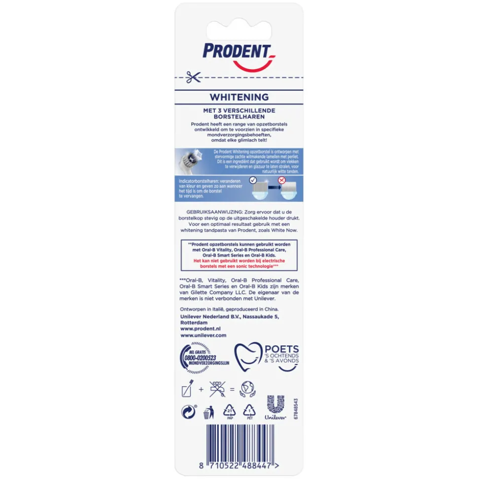 Prodent Opzetborstels White Now 2 stuks