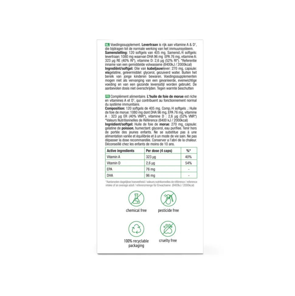 Purasana Single Extracts Oils Levertraan Softgels 120 capsules