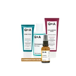 Q+A Combination Skin - Reinigingsgel 1x 125 ml & Toner 1x 100 ml & Gezichtsserum 1x 30 ml & Moisturiser 1x 75 ml - Pakket