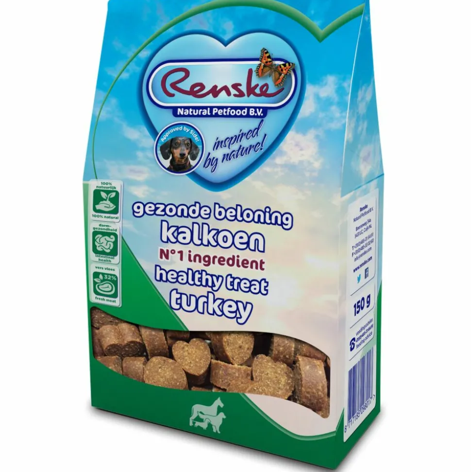 Renske Gezonde Beloning Hartjes Hondensnack Kalkoen 150 gr