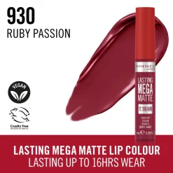 Rimmel Lasting Mega Matte Liquid Lipstick Ruby Passion 930 7.4 ml