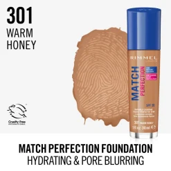 Rimmel Match Perfection Foundation Warm Honey 301 30 ml