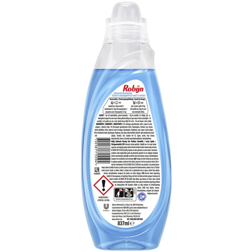 Robijn Advanced Quickwash Vloeibaar Wasmiddel Morning Dew 22 Wasbeurten 837 ml
