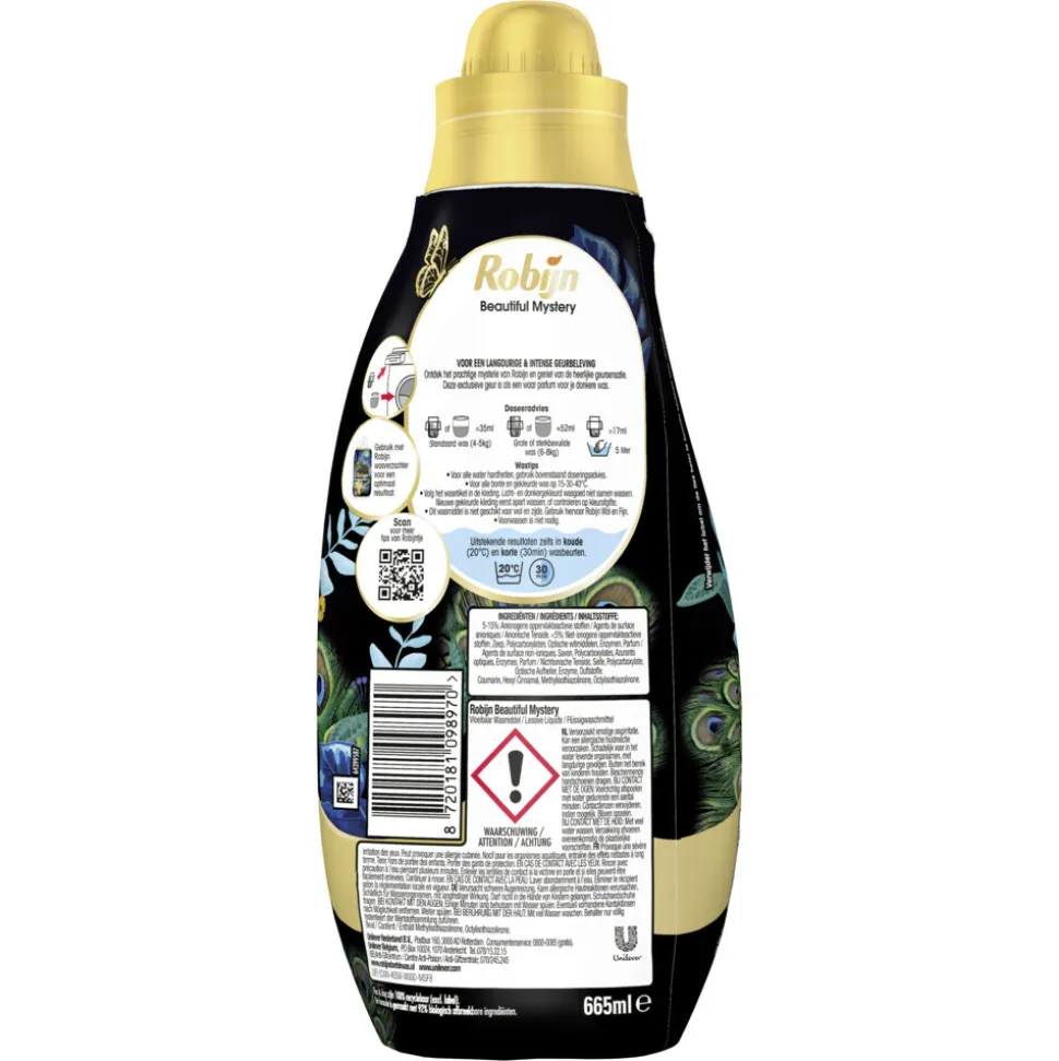 Robijn Klein & Krachtig Wasmiddel Black Beautiful Mystery 19 Wasbeurten 665 ml