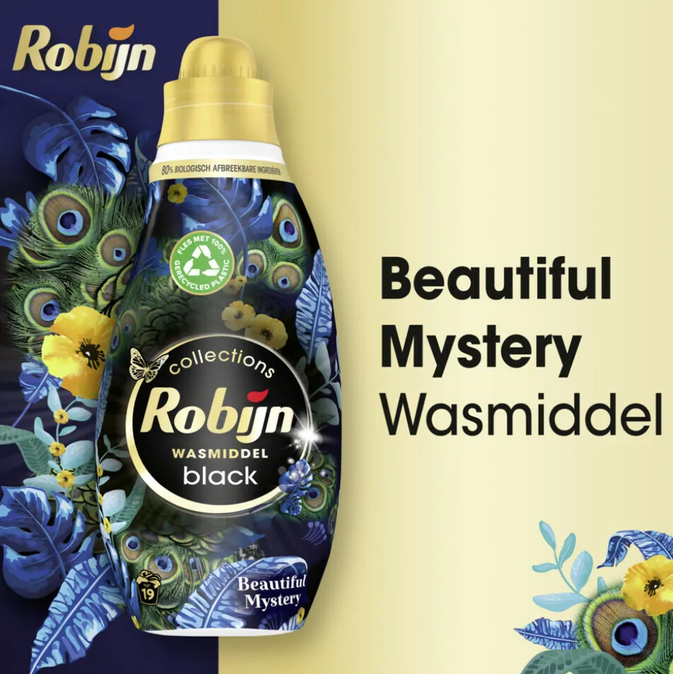 Robijn Klein & Krachtig Wasmiddel Black Beautiful Mystery 19 Wasbeurten 665 ml