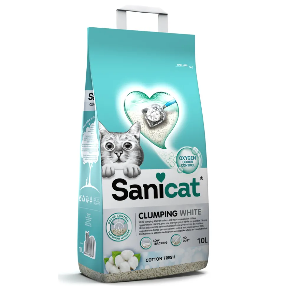 Sanicat Kattenbakvulling Clumping White Cotton Fresh 10 liter