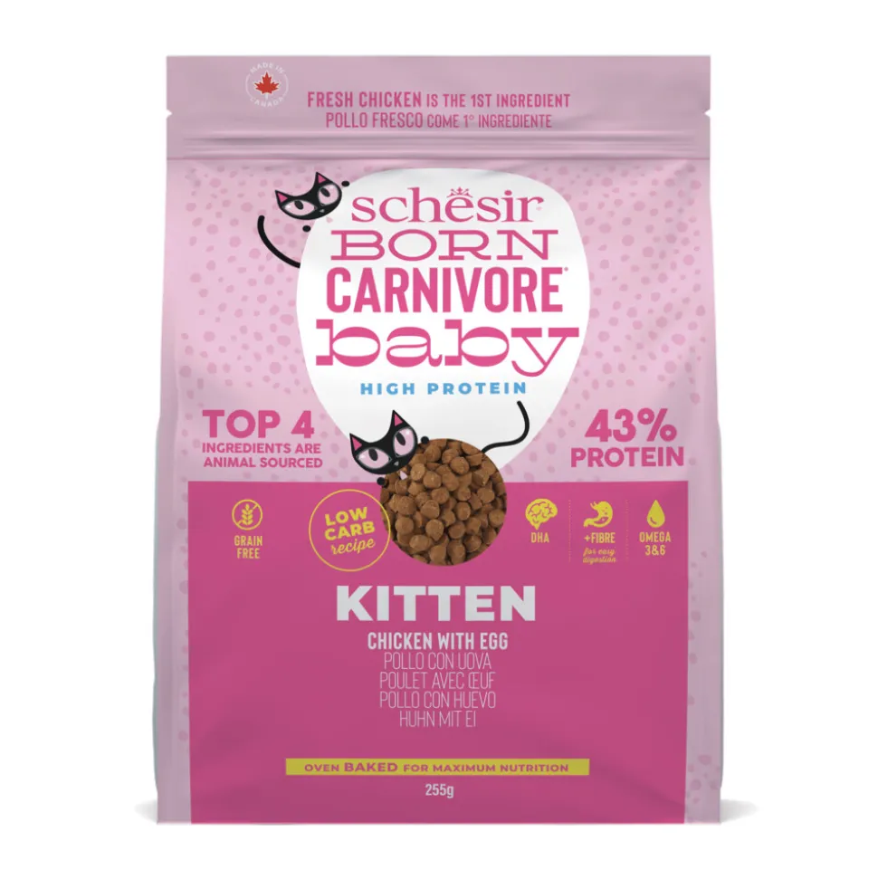 Schesir Born Carnivore Kitten Kattenvoer Chicken & Egg 255 gr