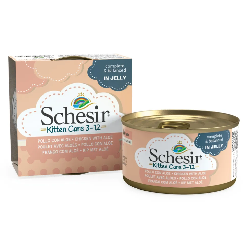 Schesir Kattenvoer Kitten 3-12 Kip - Aloe in Gelei 85 gr