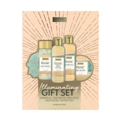 Sence Collection geschenkset Wellness Book Radiance Boost Douchegel 100 ml + Peeling 100 ml + Body Butter 50 ml + Bad stenen 100 g + spons 1 set