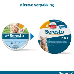 Seresto Anti Vlooien en Teken Halsband Kat Tot 8 kg 2-pack 38 cm