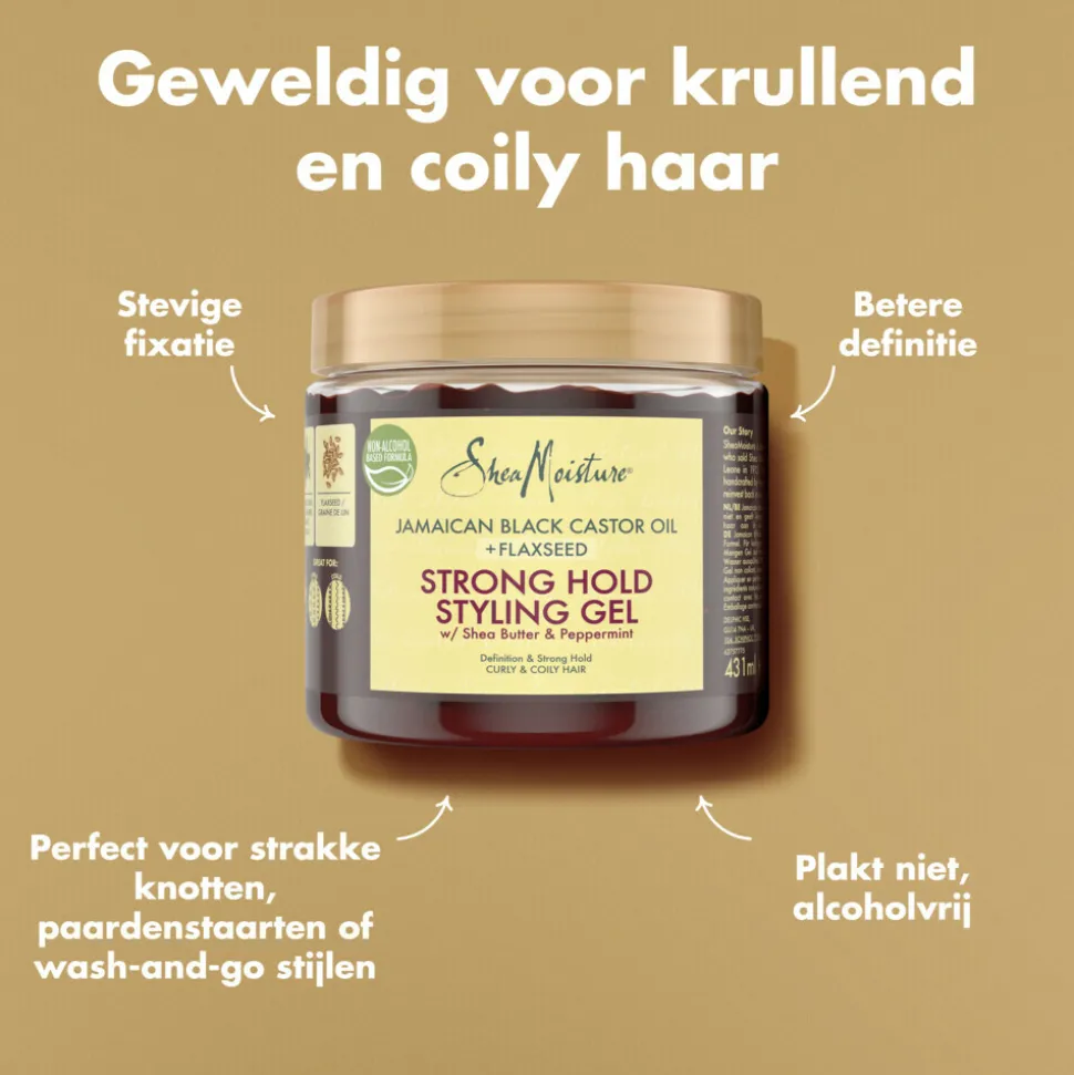 Shea Moisture Strong Hold Styling Gel Jamaican Black Castor Oil + Flaxseed 431 ml