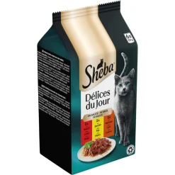 Sheba Délices Du Jour Kattenvoer Nat Selectie Maaltijdzakjes Multipack Gevogelte in Saus 6x50 gr