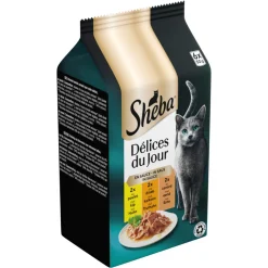 Sheba Délices Du Jour Kattenvoer Nat Selectie Maaltijdzakjes Multipack Vis in Gelei 6x50 gr