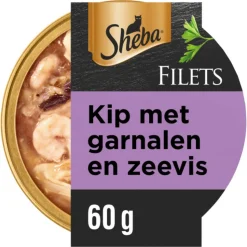 Sheba Filets Kattenvoer Natvoer Garnaal & Oceaanvis & Kip in Saus 60 gr