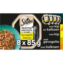 Sheba Mini Filets Adult Kattenvoer Natvoer Gevogelte in Saus Kuipjes 680 gr