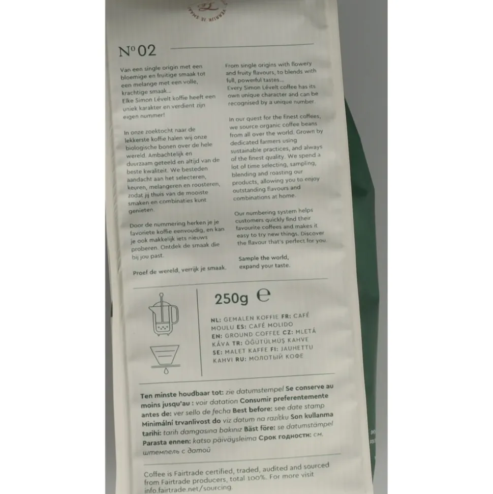 Simon Levelt Koffie Organico Forte 250 gr