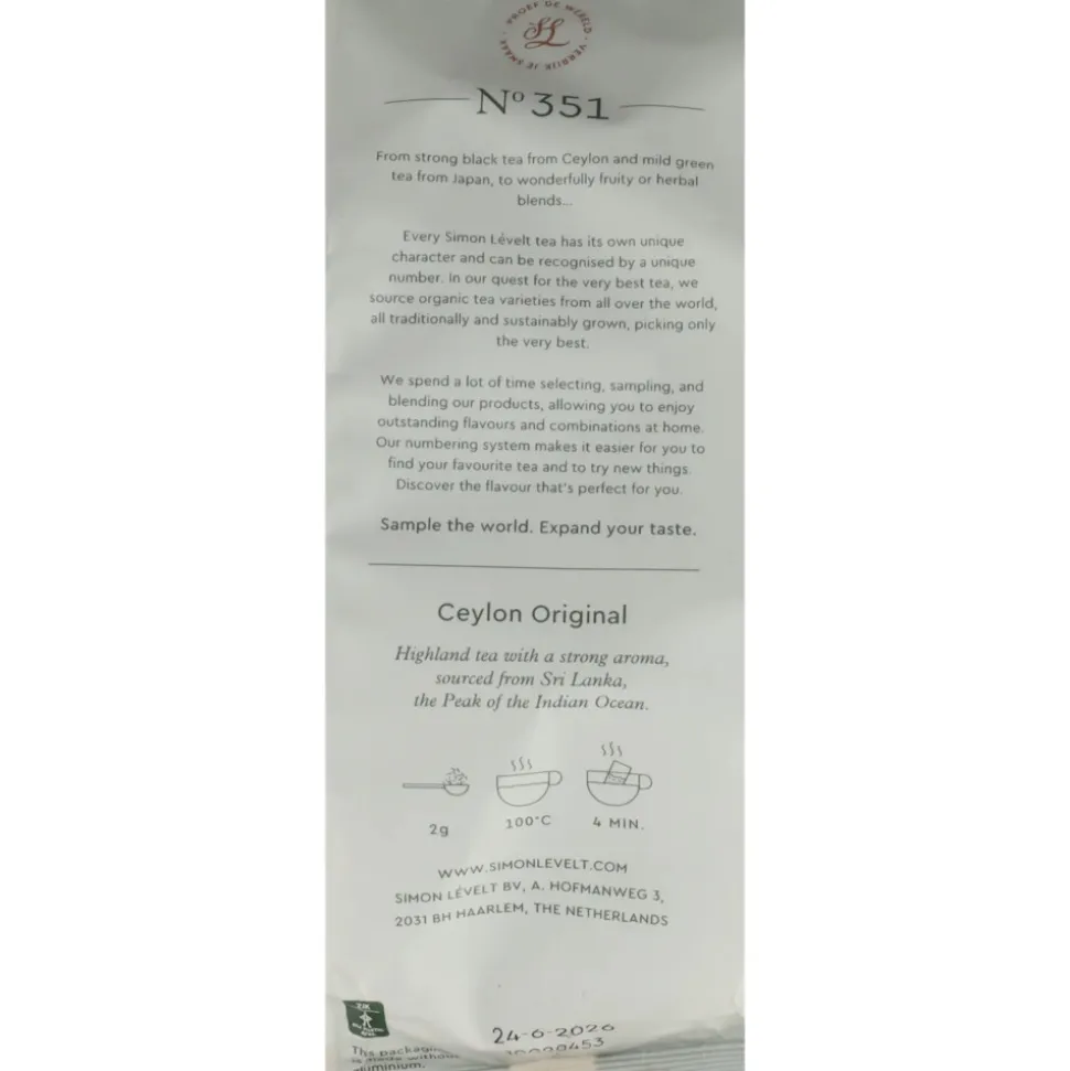 Simon Levelt Premium Organic Tea Ceylon Original 90 gr