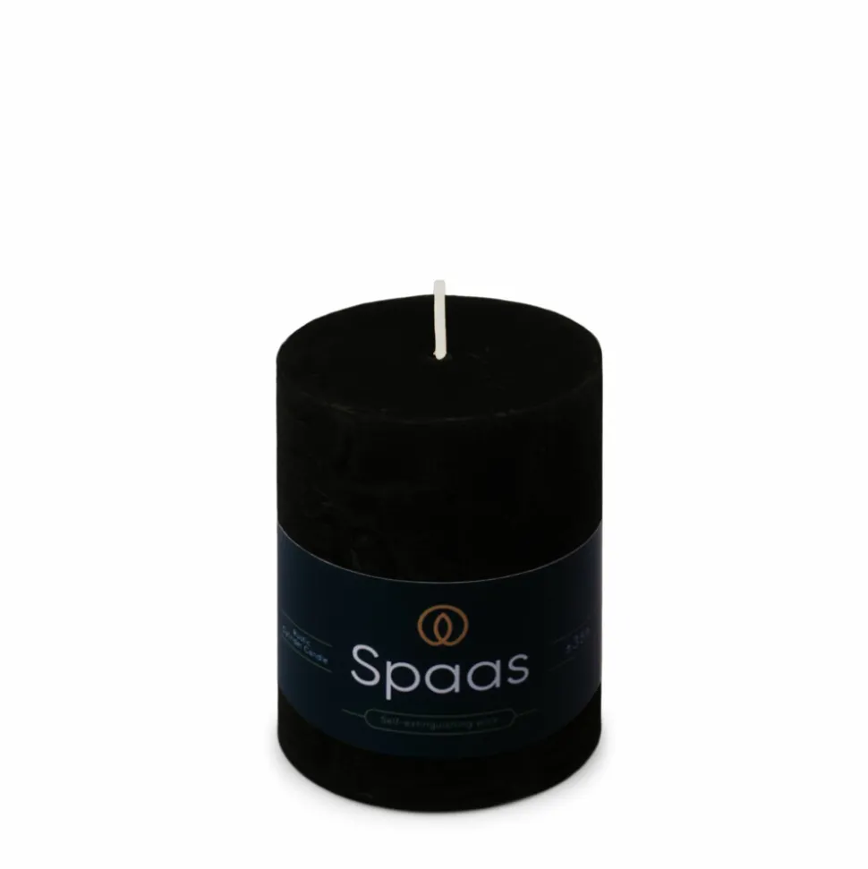 SPAAS Rustieke Pillarkaars ± 35 branduren Zwart