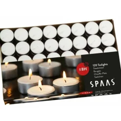SPAAS Theelichten Wit 8 Branduren 120 stuks
