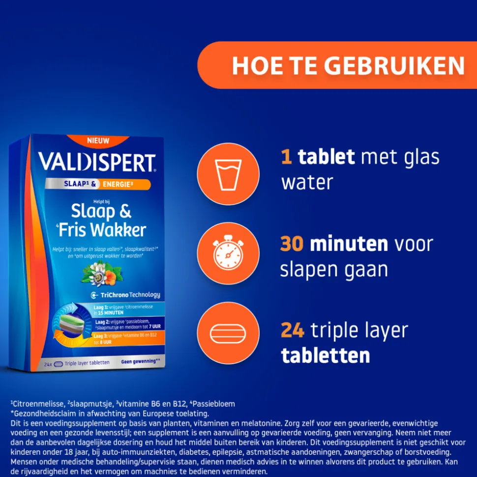Valdispert Slaap & Fris Wakker 24 tabletten