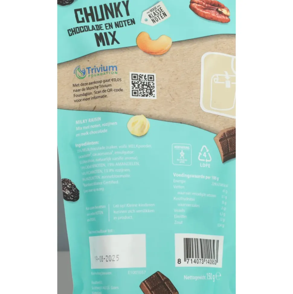 Verse Klassenoten Chunky Chocolade en Noten Mix Milky Raisin 150 gr