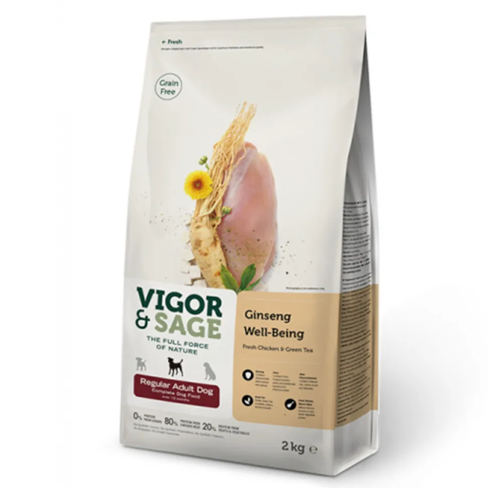 Vigor & Sage Hondenvoer Regular Well-Being Ginseng 2 kg