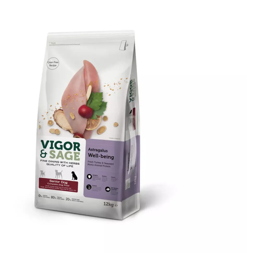 Vigor & Sage Hondenvoer Senior Well-Being Astragalus 12 kg
