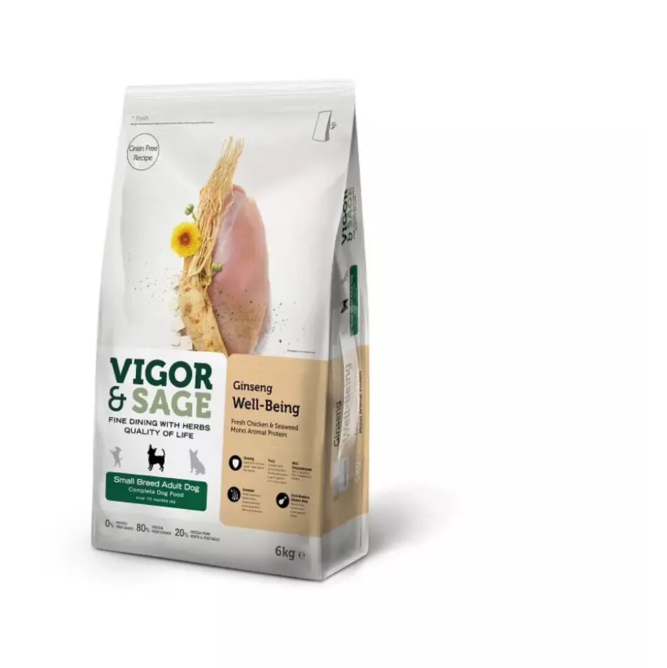 Vigor & Sage Hondenvoer Small Well-Being Ginseng 6 kg