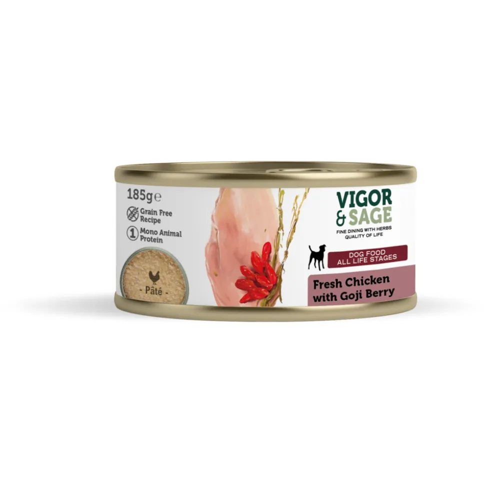 Vigor & Sage Hondenvoer Vers-in-Blik Kip - Goji Berry 185 gr