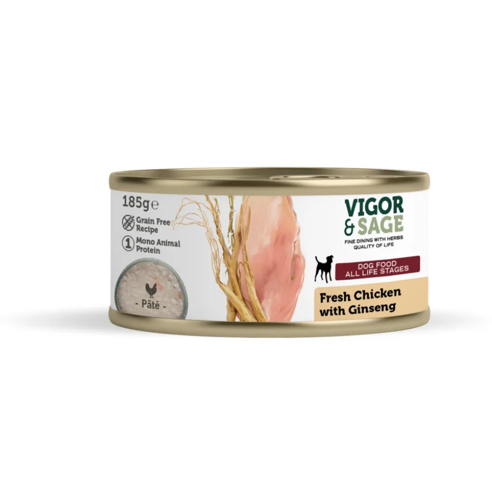 Vigor & Sage Hondenvoer Vers-in-Blik Kip - Ginseng 185 gr