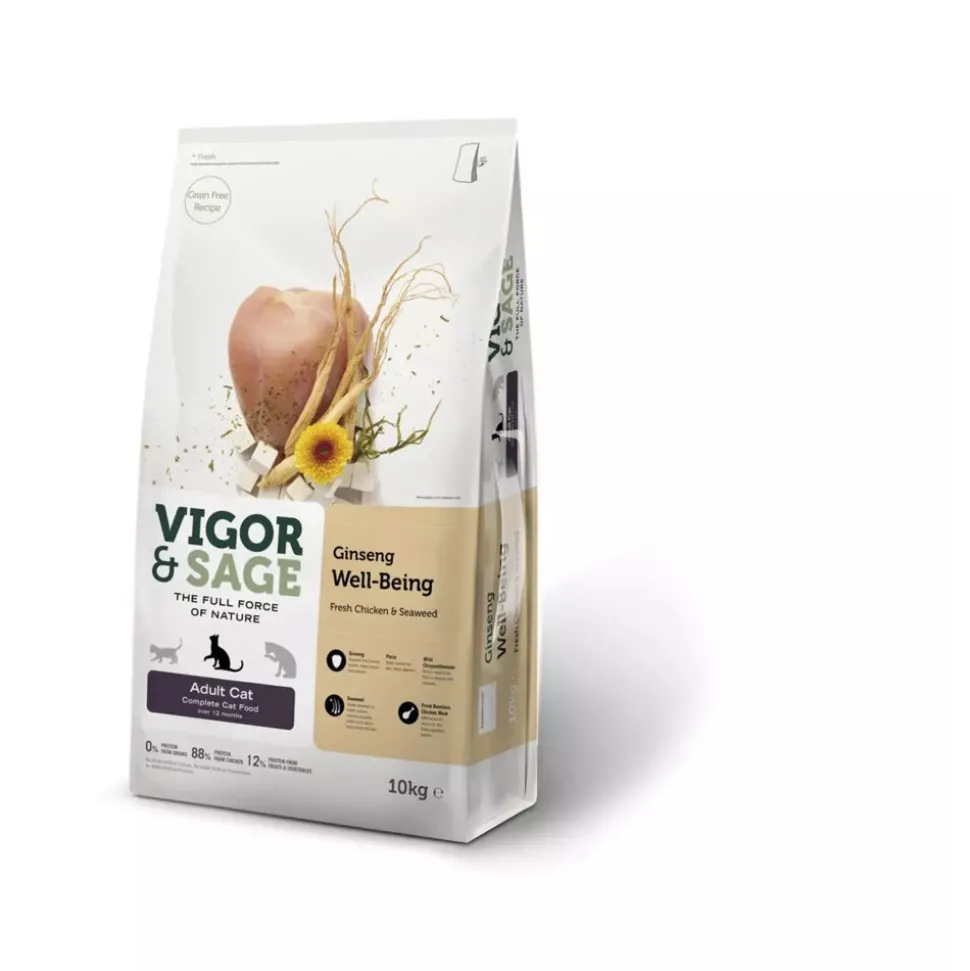Vigor & Sage Kattenvoer Well-Being Ginseng 10 kg