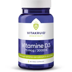 Vitakruid Vitamine D3 75 Mcg 3000Ie 60 vegacapsules