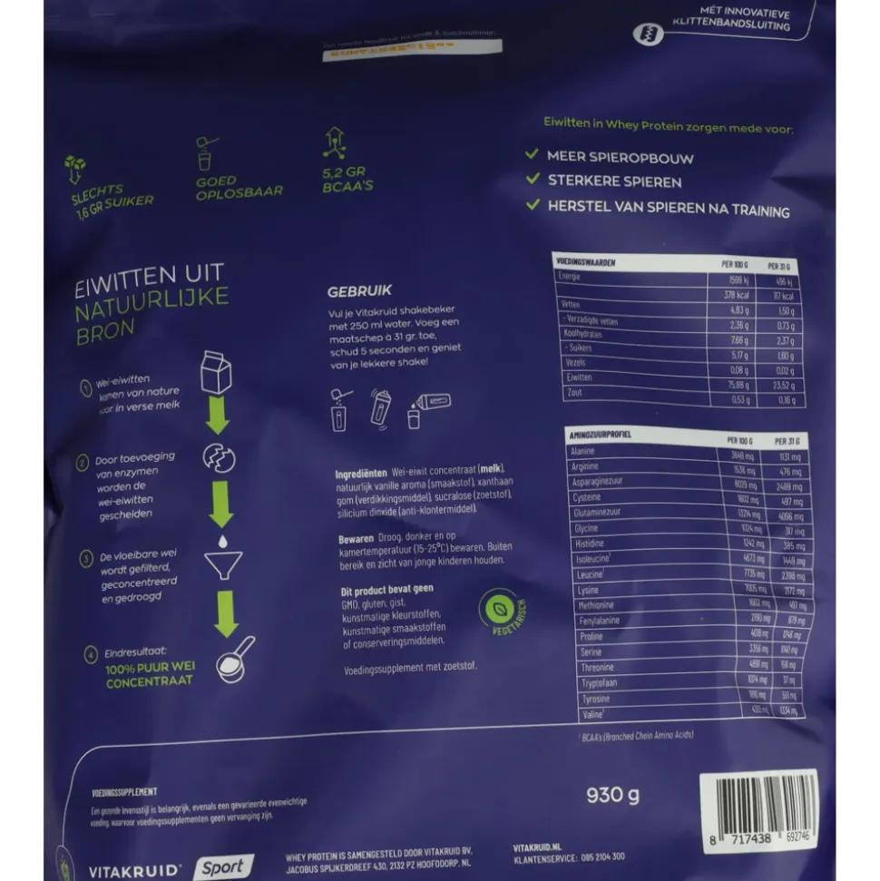 Vitakruid Whey Protein Concentrate Vanille 900 gr