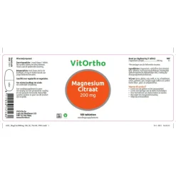 Vitortho Magnesium Citraat 200 mg 100 tabletten